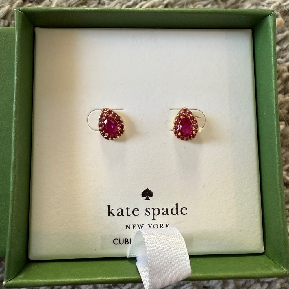 Kate Spade Gold and Pink Teardrop Stud Earrings